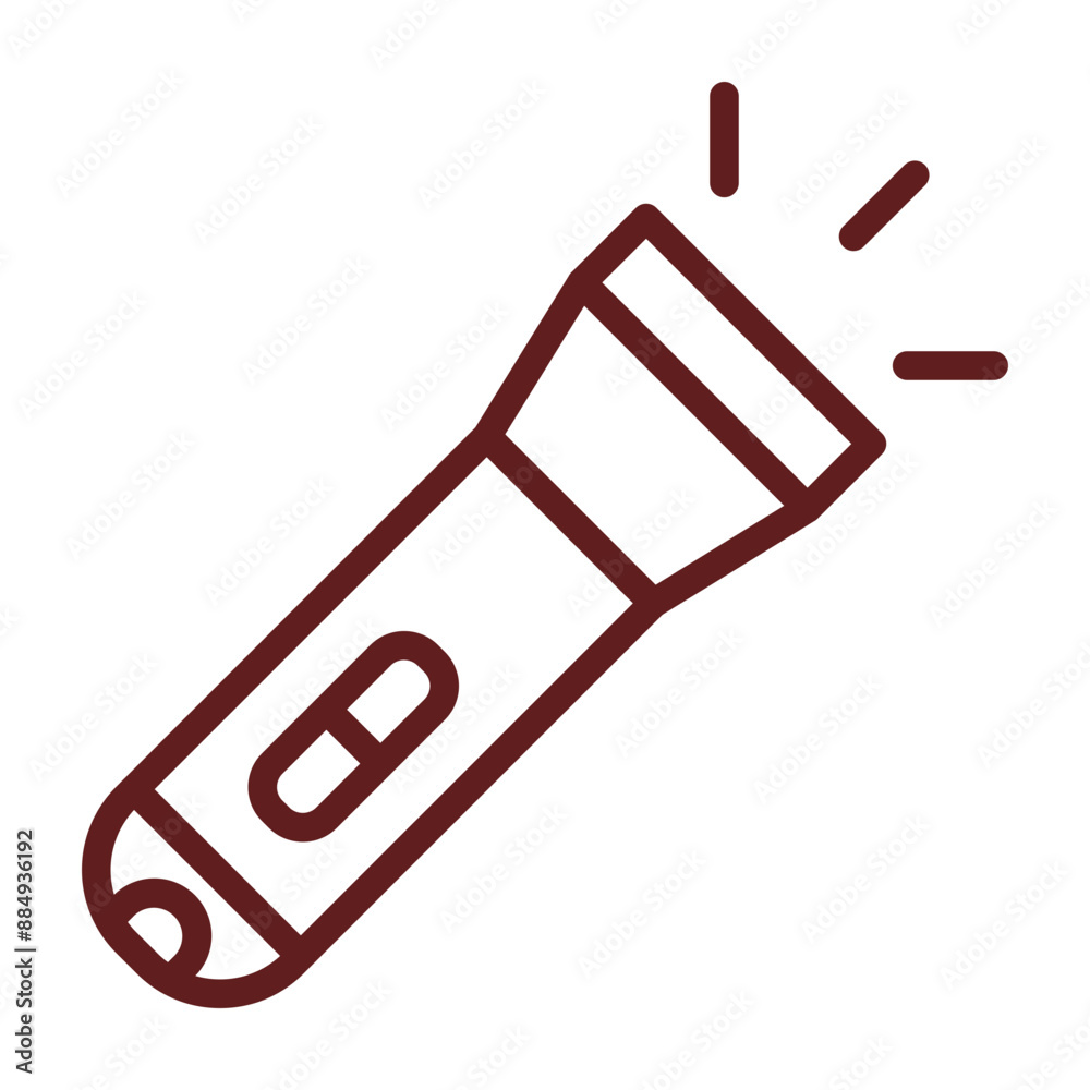 Flashlight Vector Line Maroon Icon Design Flashlight Vector Line Maroon Icon Design