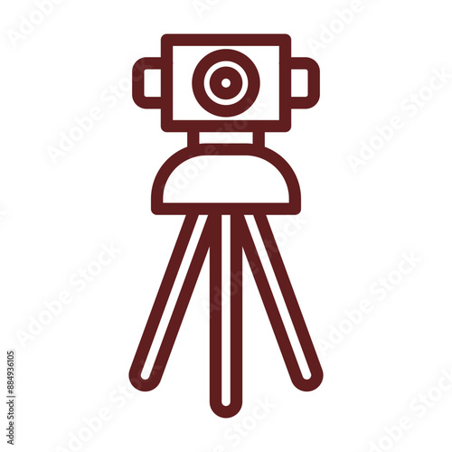 Theodolite Vector Line Maroon Icon Design