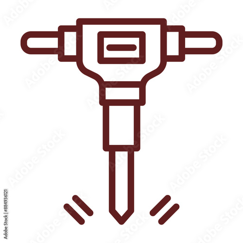 Hydraulic Breaker Vector Line Maroon Icon Design