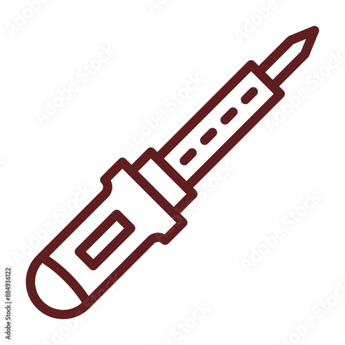 Soldering Iron Vector Line Maroon Icon Design