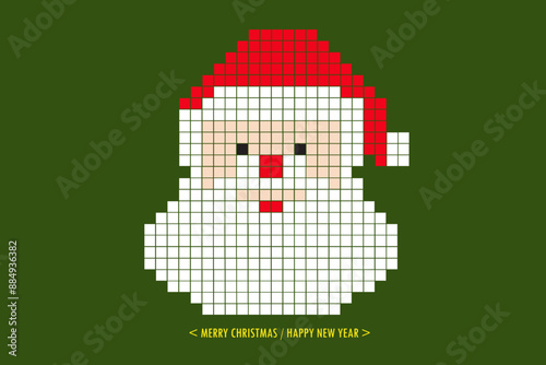 Christmas card: Santa Claus block design on the green background