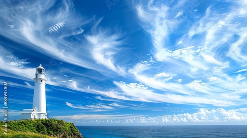 A lighthouse standing proudly on the Australian coast, framed against a backdrop of beautiful clouds in the sky.