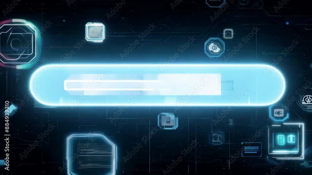 Blue neon switch button set for web and digital interface design with business and technology elements Blue neon switch button set for web and digital interface design with business and technology elements