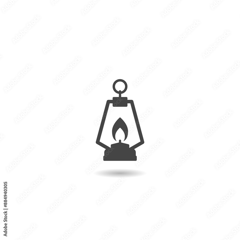 Oil lantern with hook icon with shadow Oil lantern with hook icon with shadow