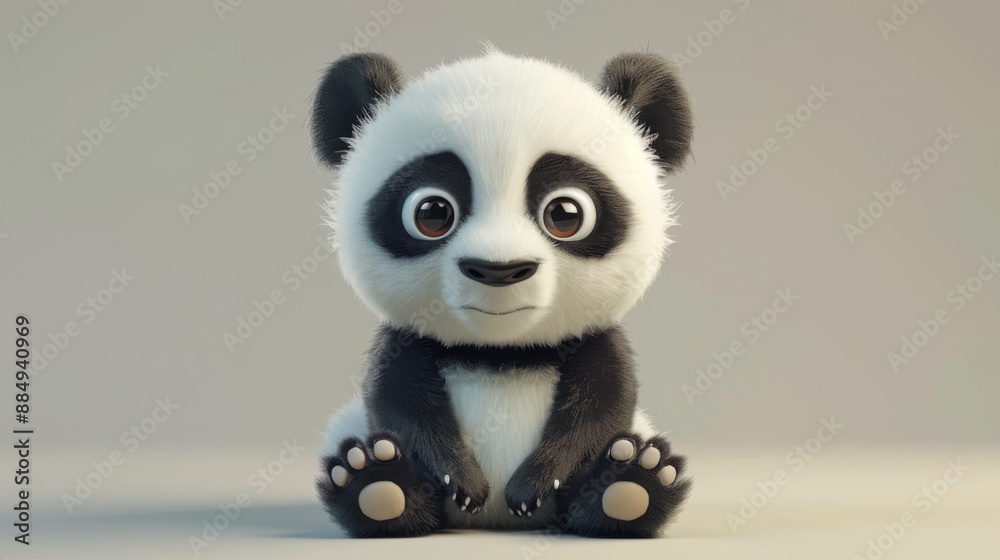Adorable 3d cartoon panda render. Adorable 3d cartoon panda render.