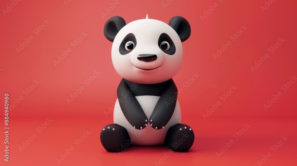 Fototapeta premium Adorable 3d cartoon panda render.