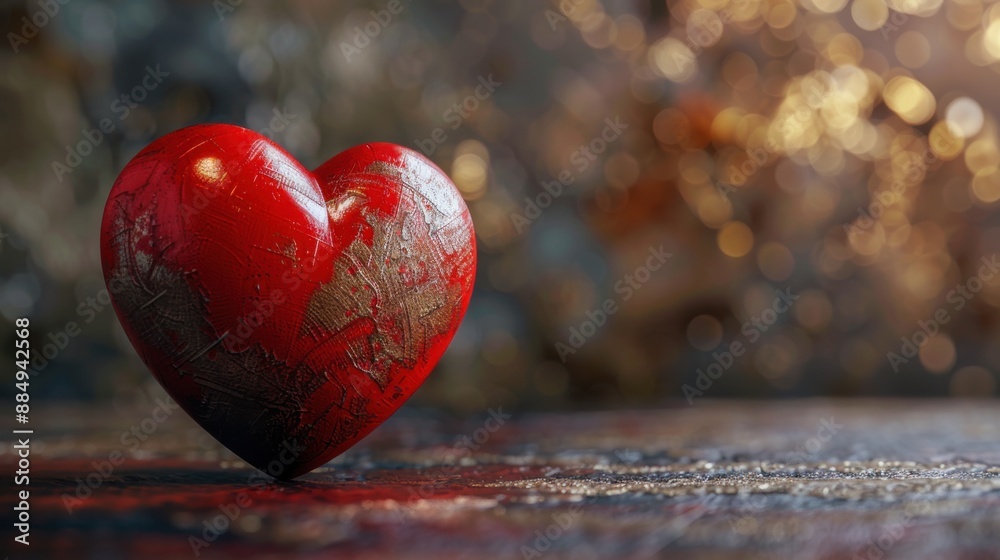 Fototapeta premium World Heart Day. Horizontal banner. Red heart on a brown stone background. Free space for text. Health care concept, healthy lifestyle, prevention of heart attack, organ donation
