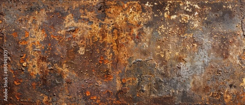 Panoramic close-up, high detail scan of faded rusty texture, Generative AI