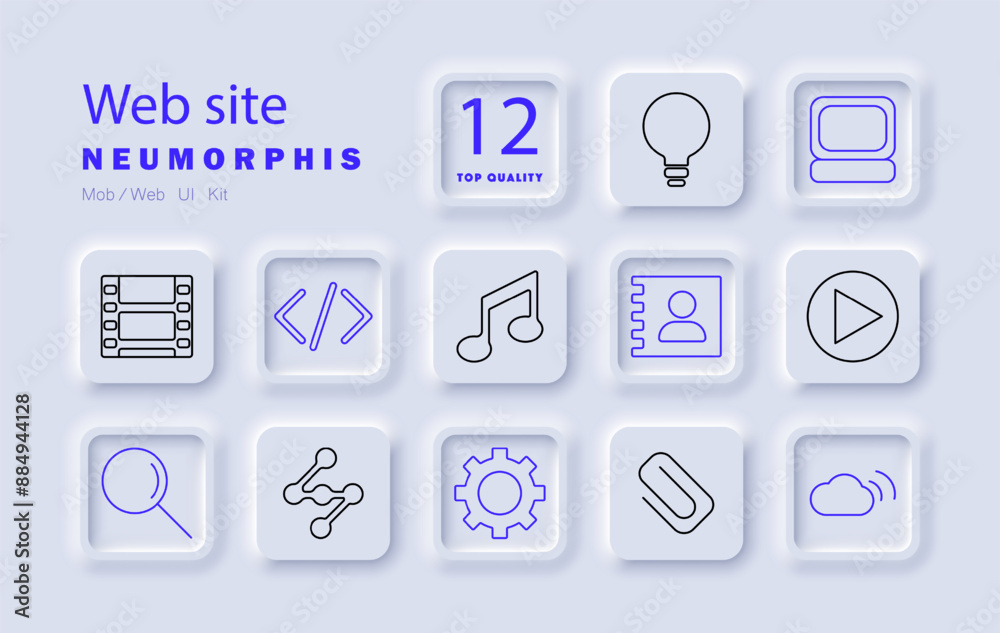 Website set icon. Code, video, search, light bulb, monitor, music, contact, play button, chain, cloud storage, settings, online content, digital media, web design, internet tools, web development. Website set icon. Code, video, search, light bulb, monitor, music, contact, play button, chain, cloud storage, settings, online content, digital media, web design, internet tools, web development.