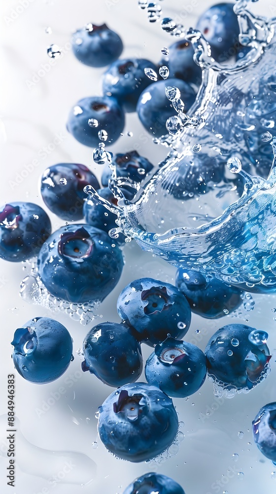 Dynamic Blueberry Juice Splash on Refreshing White Background Dynamic Blueberry Juice Splash on Refreshing White Background