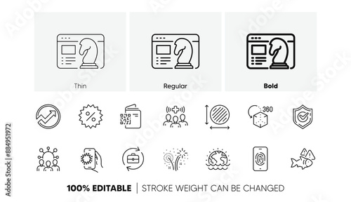 Augmented reality, Fish and Qr code line icons. Pack of Human resources, Confirmed, Medical staff icon. Disaster, Squad, Circle area pictogram. Covid app, Audit, Fireworks. Discount. Vector