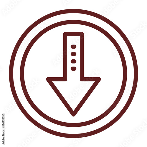 arrowdown Vector Line Maroon Icon Design photo