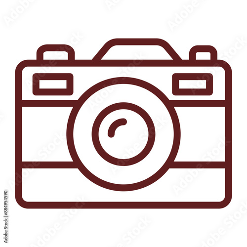 camera Vector Line Maroon Icon Design