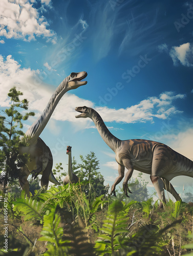 "Dinosaurs in the Triassic Period Grasslands"