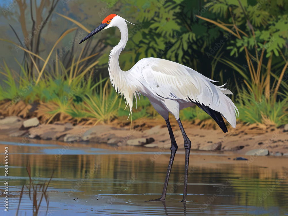 Naklejka premium Siberian crane,Leucogeranus , AI generated