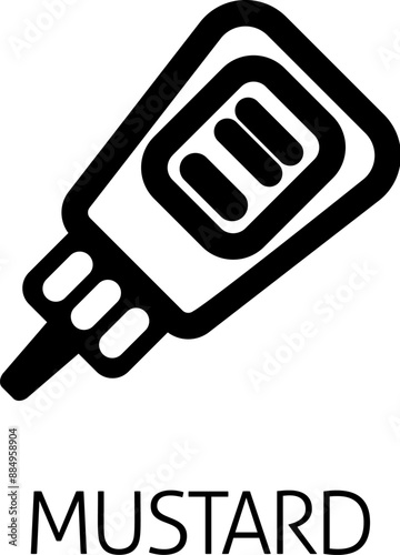 Ketchup or mustard sauce bottle food stylised icon concept. Possibly an icon for the mustard allergen or allergy.