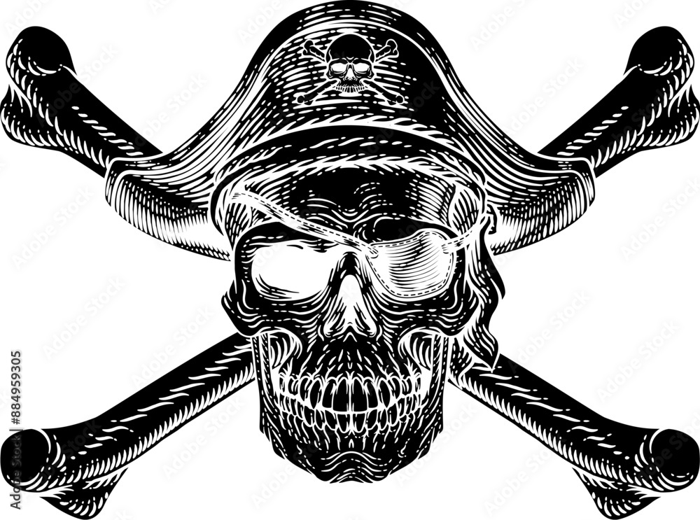 Pirate skull and crossbones skeleton grim reaper mascot in pirates ...