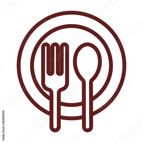 Disposable tableware Vector Line Maroon Icon Design