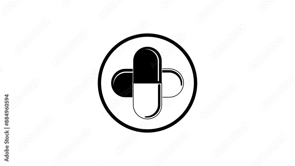 medical cross made of Capsules, black isolated silhouette medical cross made of Capsules, black isolated silhouette