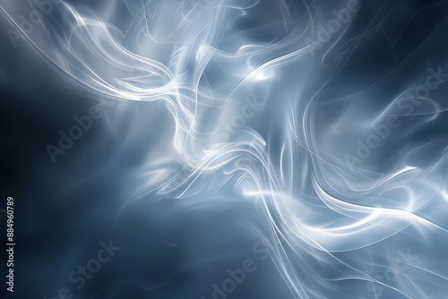 Swirling Smoke Abstract Background: Mesmerizing Blue and White Wisps in Motion, Perfect for Design Projects, Artistic Creations, and Visual Effects