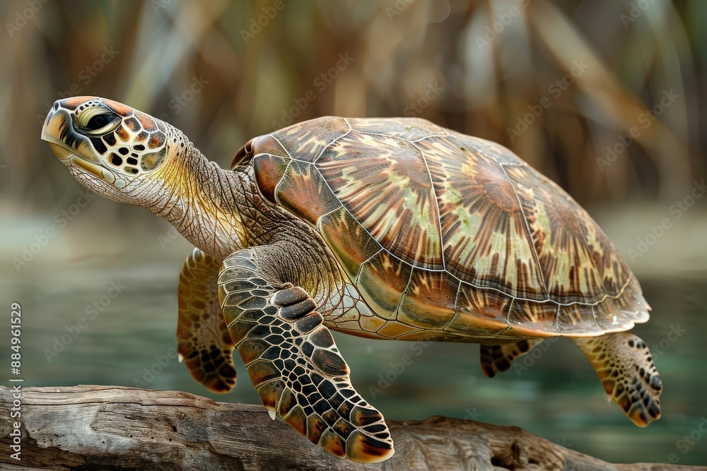 Obraz premium A vintage poster promoting ocean conservation and the protection of green sea turtles.