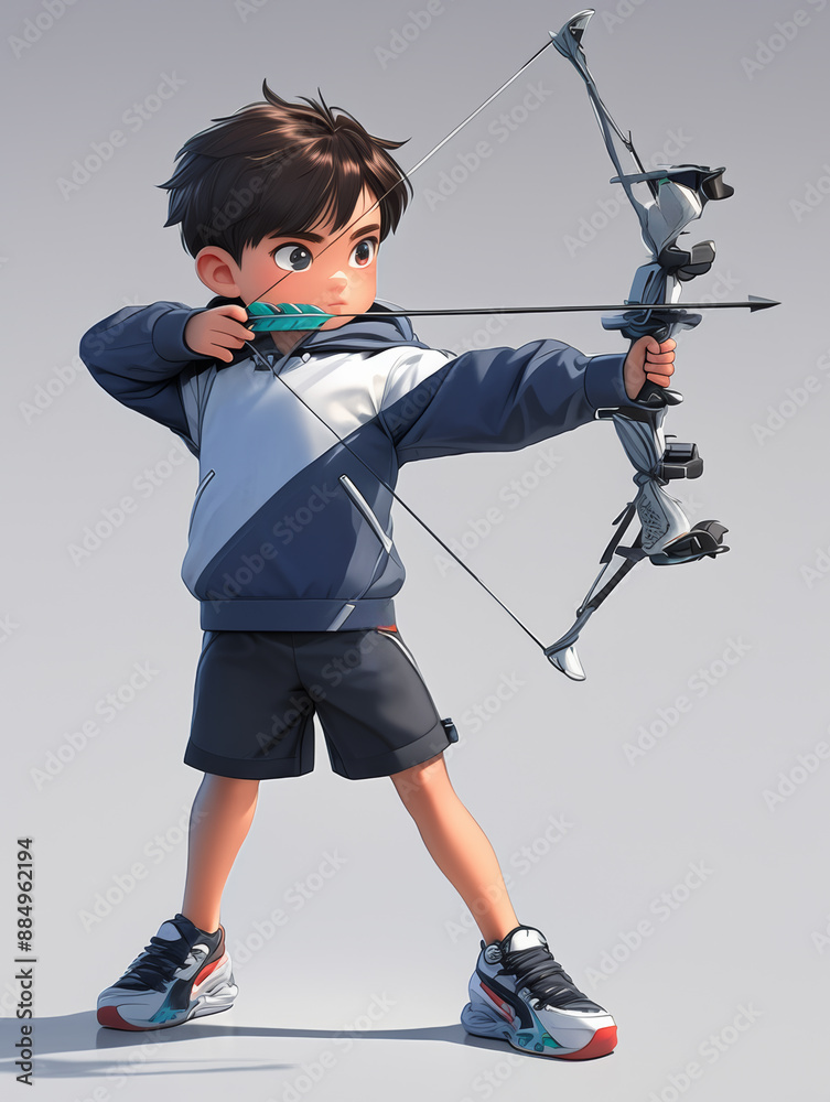 3D animation character's archery preparation posture 3D animation character's archery preparation posture