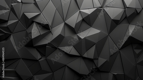 Contemporary interior design background: black 3d polygon wall for modern spaces and futuristic concepts


