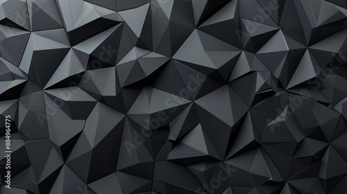 Fototapeta Naklejka Na Ścianę i Meble -  Contemporary interior design background: black 3d polygon wall for modern spaces and futuristic concepts


