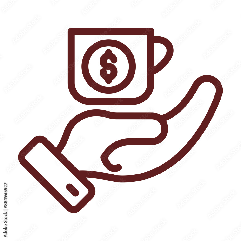 Donation Cup Vector Line Maroon Icon Design Donation Cup Vector Line Maroon Icon Design
