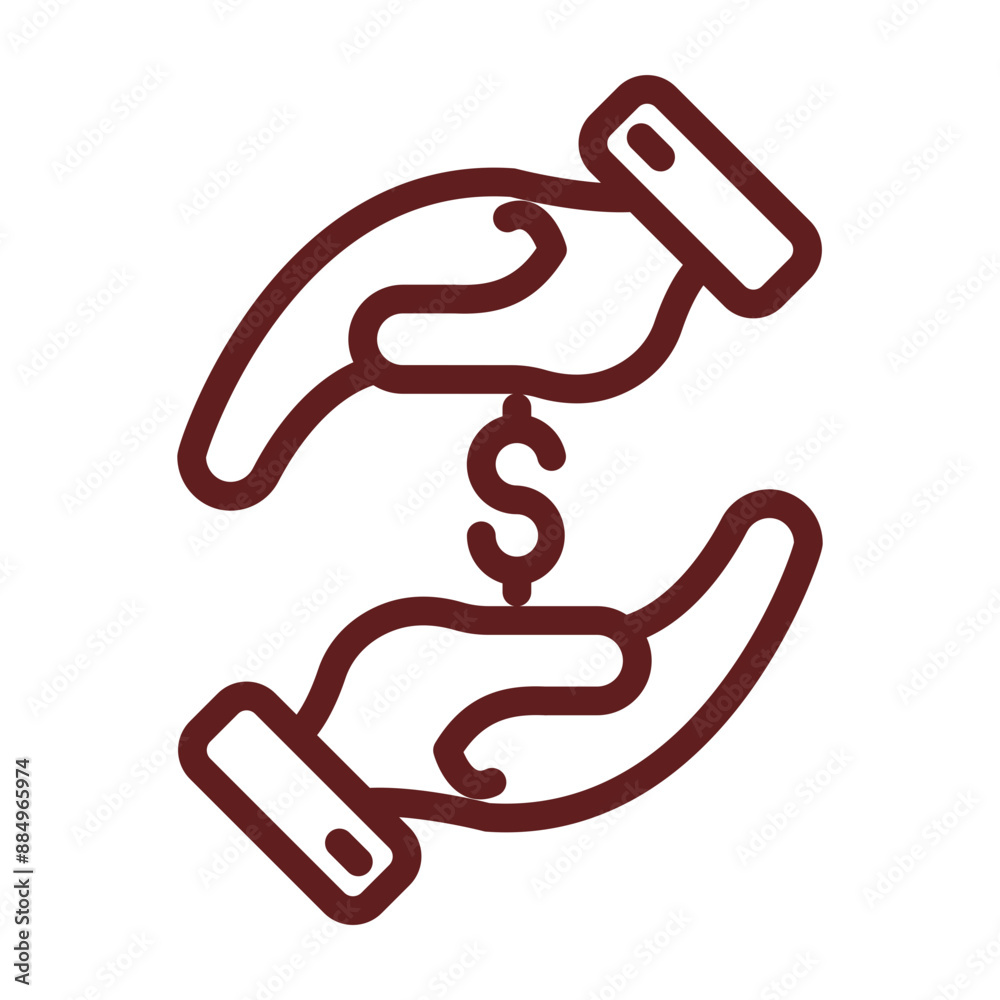 Hand Giving Vector Line Maroon Icon Design Hand Giving Vector Line Maroon Icon Design