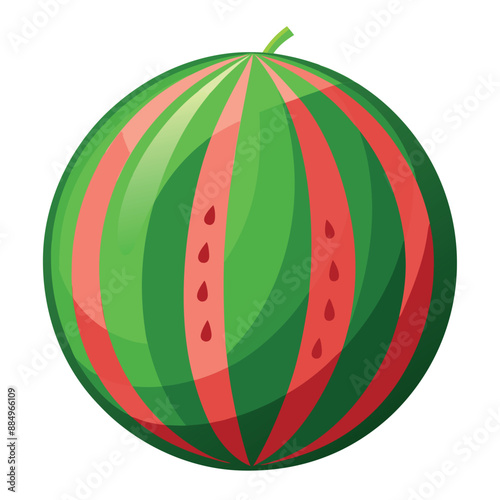 Cute little watermelon, illustration, vector on white background.