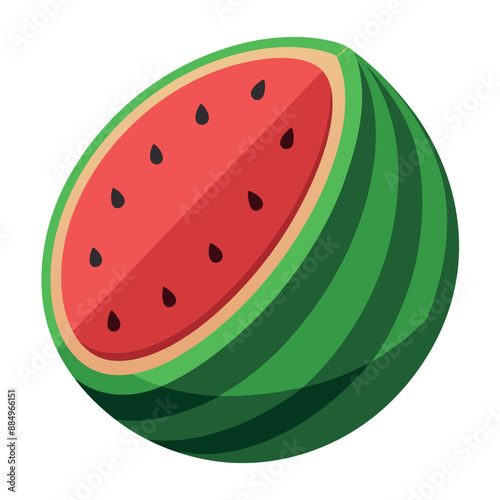 Cute little watermelon, illustration, vector on white background.