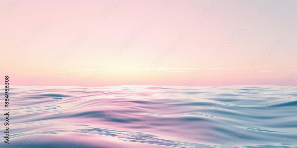 Obraz premium A serene pastel ocean at sunrise, with gentle waves and soft, calming colors creating a tranquil scene