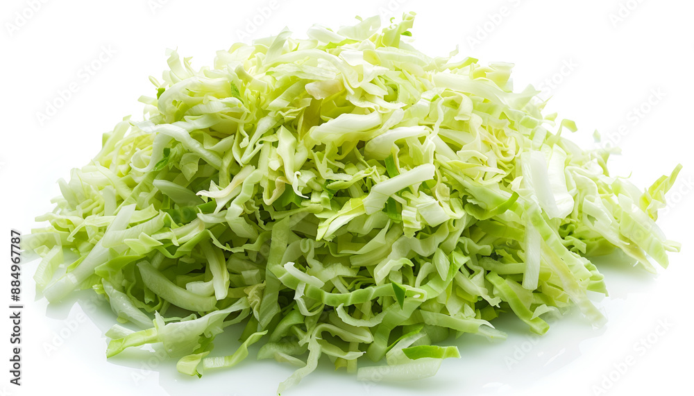 Pile of shredded fresh Chinese cabbage isolated on white, top view Pile of shredded fresh Chinese cabbage isolated on white, top view