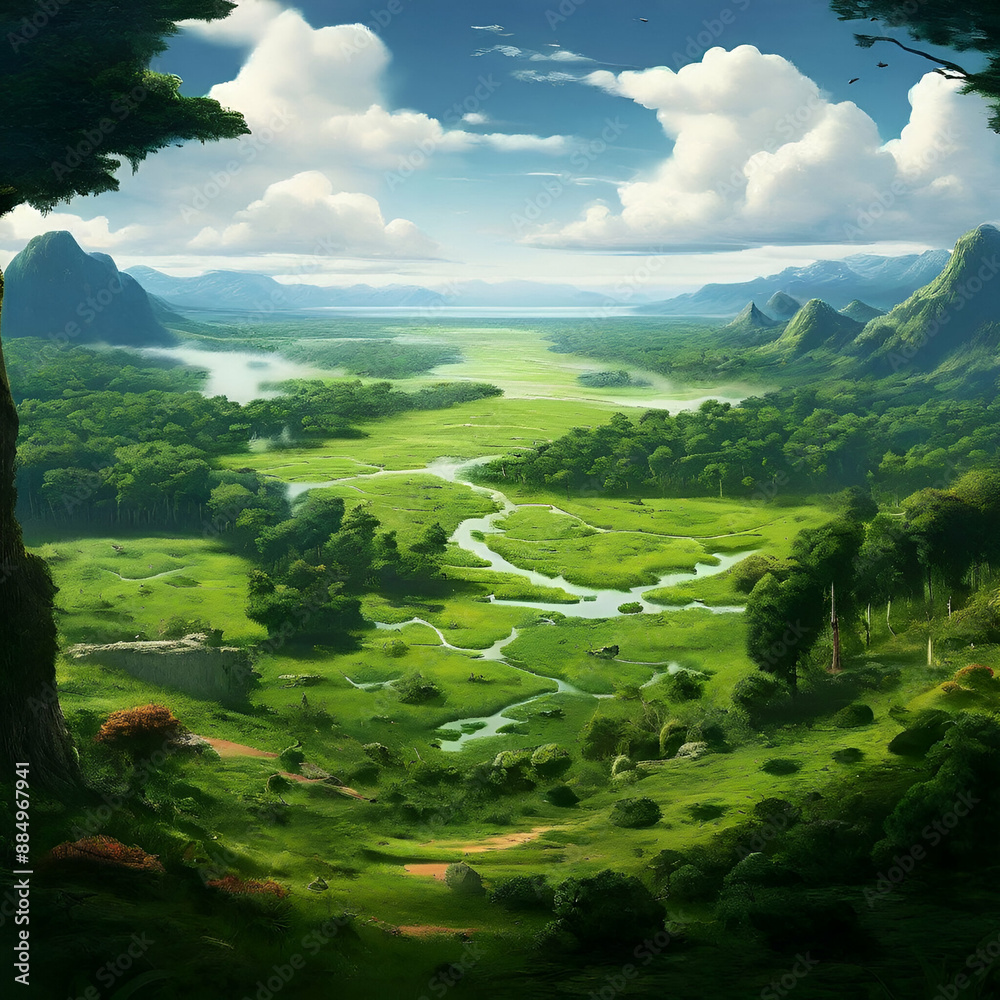 landscape with hills