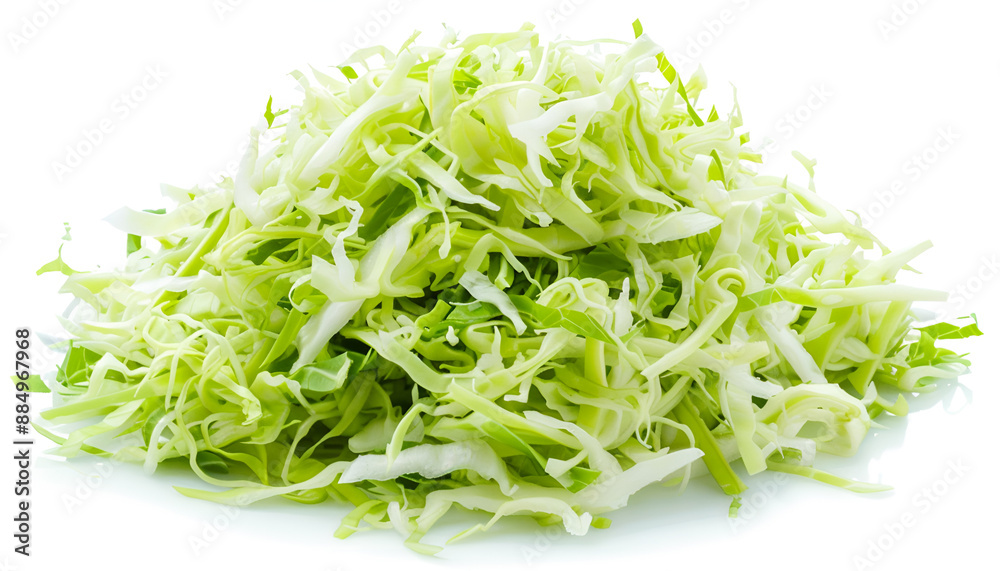 Pile of shredded fresh Chinese cabbage isolated on white, top view Pile of shredded fresh Chinese cabbage isolated on white, top view