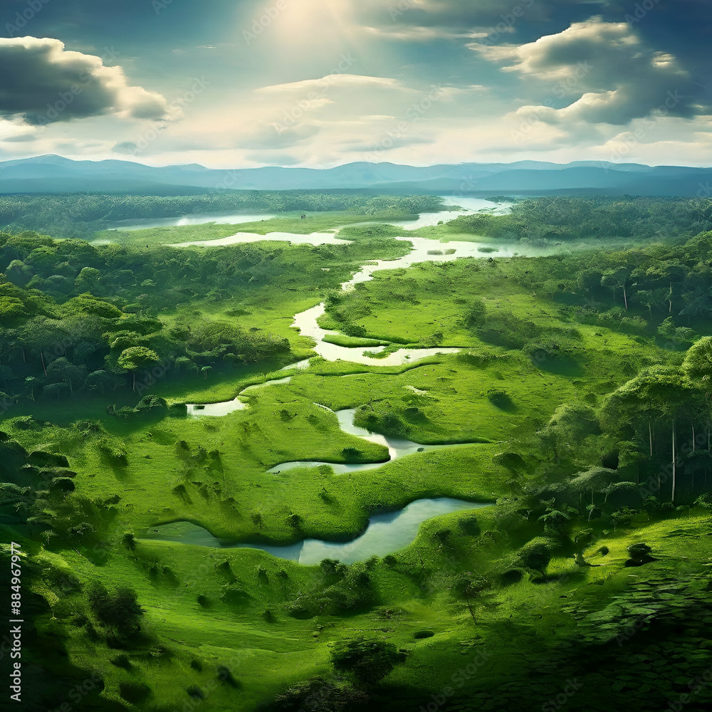 landscape with hills