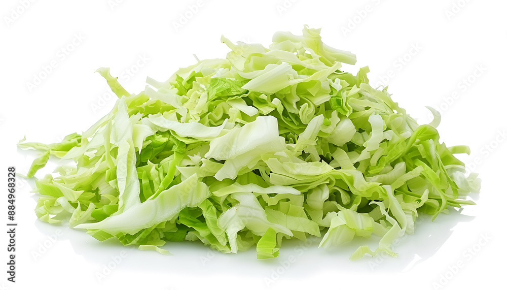 Pile of shredded fresh Chinese cabbage isolated on white, top view Pile of shredded fresh Chinese cabbage isolated on white, top view