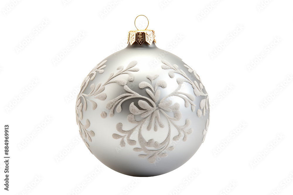 Silver christmas ball decoration isolated on transparent background, PNG format for holiday design projects, festive ornaments, and seasonal celebration graphics Silver christmas ball decoration isolated on transparent background, PNG format for holiday design projects, festive ornaments, and seasonal celebration graphics