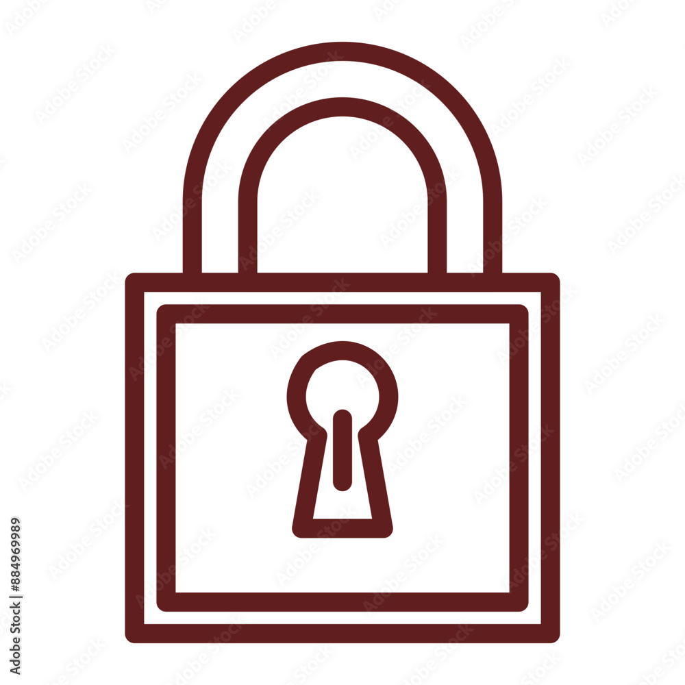 Padlock Vector Line Maroon Icon Design Padlock Vector Line Maroon Icon Design