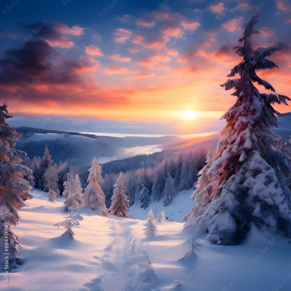 sunset in the mountains