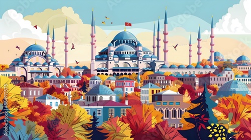 Vibrant Geometric of Istanbul s Iconic Ottoman Architecture photo