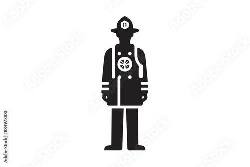 fireman firefighter silhouette vector illustration