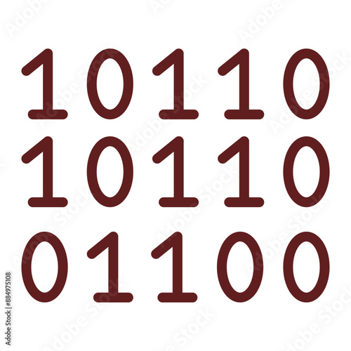 Binary Code Vector Line Maroon Icon Design