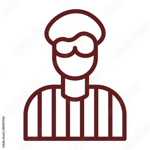 Criminal Vector Line Maroon Icon Design