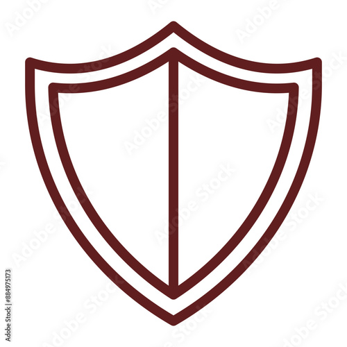 Shield Vector Line Maroon Icon Design