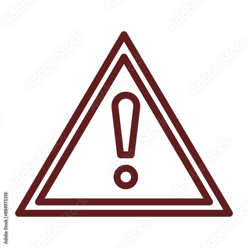 Warning Vector Line Maroon Icon Design