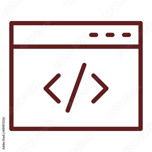 Web Coding Vector Line Maroon Icon Design