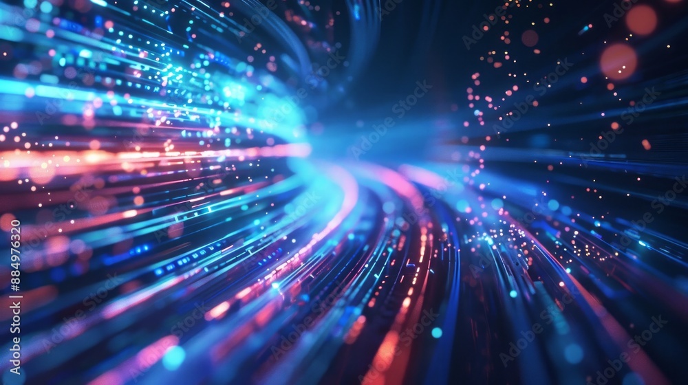 Fototapeta premium Abstract technology background featuring dynamic data connection speed lines and digital patterns in a modern network environment