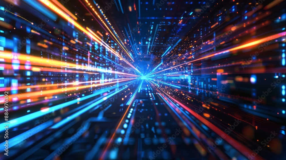 Fototapeta premium Abstract technology background featuring dynamic data connection speed lines and digital patterns in a modern network environment